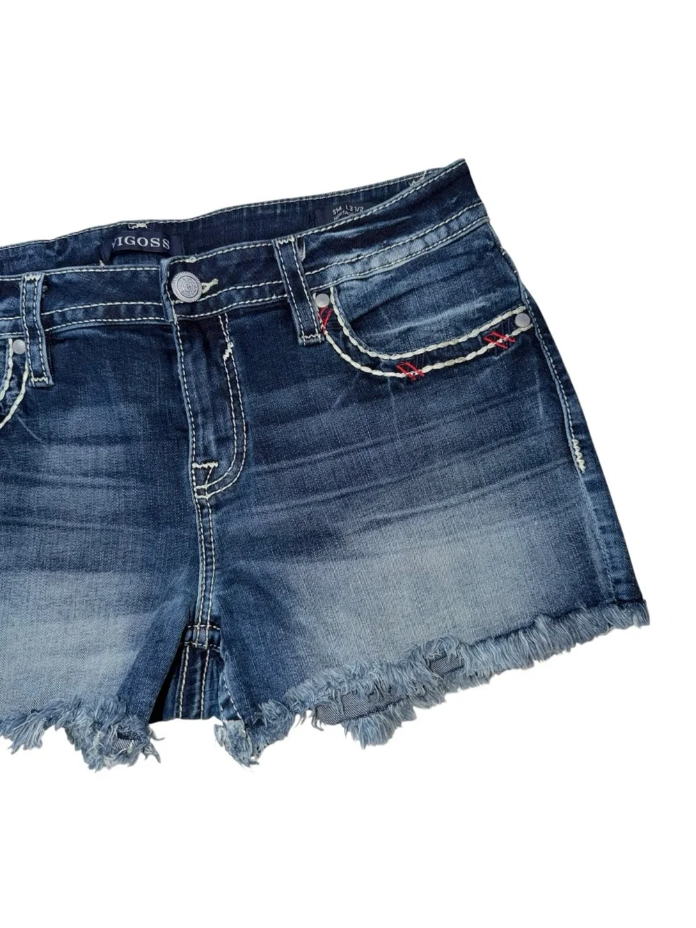 Vigoss Women's Medium Dark Blue Distressed Cutoff Denim Shorts